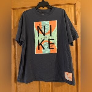 The Nike Tee basketball court graphic with patch on bottom